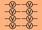 Duplicates of the electrical electronic symbol of the voltmeter light orange tangerine backdrop