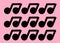 Duplicates of a single bold dark black music musical note notation symbol light pink rose backdrop