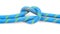 durable colored rope for climbing equipment on a white background. knot of braided cable. item for tourism and travel