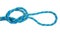 durable colored rope for climbing equipment on a white background. knot of braided cable. item for tourism and travel