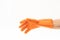 Durable gloves for peeling vegetable and cooking on white background