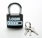 Durable padlock with password login with keychain on white