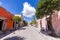 Durango, Victoria de Durango colonial and colorful historic city center near central Plaza de Armas and Cathedral