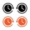 Duration icon, 24 hours, repeat, clockwise, counterclockwise icon set