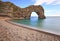 Durdle Door - the empty shingle beach at Durdle Door on the Jurassic Coast of Dorset