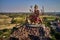 Durga temple in Vrindavan, Idnia, aerial drone view