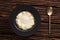 Durian coconut milk sticky rice still life on wooden background