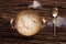 Durian coconut milk sticky rice still life on wooden background