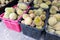 Durian displayed and sold in Malaysa stall including musang king