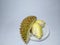 Durian fruit is a sweet fruit but has a sharp thorny skin