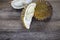 Durian fruit on wooden background
