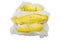 Durian meat in a white paper on white background with clipping path.