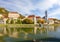 Durnstein town in Wachau valley in autumn, Austria