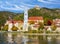 Durnstein town in Wachau valley in autumn, Austria