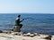 Durres Albania - 07 07 2023: Fisherman sculpture Durres at the Vollga waterfront promenade