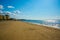 DURRES, ALBANIA: Landscape on the beach and hotels in the resort of Durres.