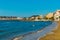 DURRES, ALBANIA: Landscape on the beach and hotels in the resort of Durres.