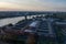 Dusk ambient in cologne on observation platform view on rhine river