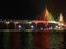 Dusk on the bridge of the Constitution, called La Pepa, in the bay of Cadiz, Andalusia. Spain