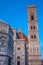 Dusk falls over the Baptistery of St. John, Giotto Campanile and Florence Cathedral consecrated in 1436