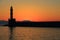 Dusk at harbor with lighthouse Chania Crete