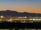 Dusk high angle view of the skyline of Las Vegas with Excavator below