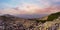 Dusk mountain stony panorama, Gorgany region of Carpathian mountains, Ukraine