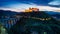 Dusk over beautiful castle in Preci, Italy