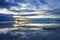 Dusk over the Bolivian salt flats