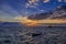 Dusk over the harbor of Thessaloniki