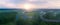 Dusk panoramic aerial landscape. Summer nature.