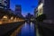 A dusk of the river at Mansei bridge in Tokyo