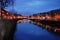 Dusk sets on the Liffey River, Dublin Ireland.