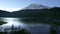 dusk view of mt rainier and reflection lake