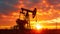 Dusks Dance, An Enigmatic Silhouette of an Oil Pump Amidst a Mesmerizing Sunset
