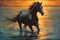 Dusks Painting Capturing the Beauty of a Horse. Generative AI