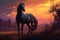 Dusks Painting Capturing the Beauty of a Horse. Generative AI