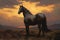 Dusks Painting Capturing the Beauty of a Horse. Generative AI