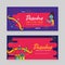 Dussehra Festival Gift Voucher Or Discount Coupon Banner Set In Blue And Red