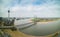 Dusseldorf city rhine shore panorama