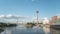 Dusseldorf Germany city skyline timelapse at Rhine River with Rhine Tower (Rheinturm