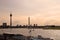 Dusseldorf skyline from the Rhine river