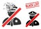 Dust Dotted Blacklisted Police Man Icon and Scratched Black List Seal Stamp