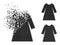 Dust and Halftone Pixel Woman Dress Icon