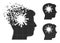 Dust Pixel Coronavirus Brain Icon with Halftone Version