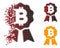 Dust Pixel Halftone Bitcoin Certificate Seal Icon