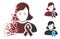 Dust Pixel Halftone Girl With Sympathy Ribbon Icon