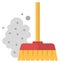 Dust sweeping brush. Floor cleaning color icon