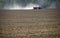 Dust trail behind a tractor