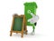 Dustbin character with chalk signboard